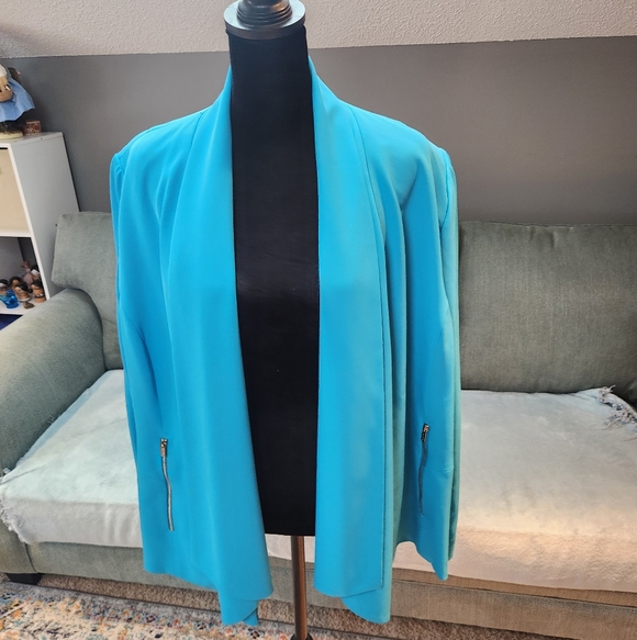 Calvin Klein Jackets & Blazers - Calvin Klein Women's Teal Blue Turquoise Open Front Blazer Jacket 18W Plus